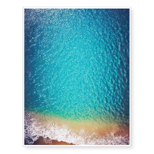blue orange sand beach ocean wave temporary tattoos