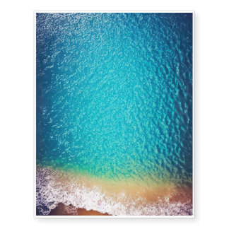 blue orange sand beach ocean wave temporary tattoos