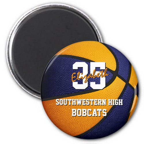 blue orange school basketball team colors magnet