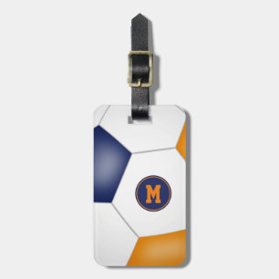 blue orange school club team colors soccer bag luggage tag