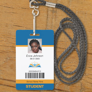 Blue & Orange School College University Student ID Badge