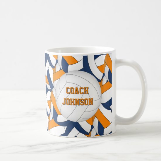 blue orange school colors volleyball coach gift coffee mug