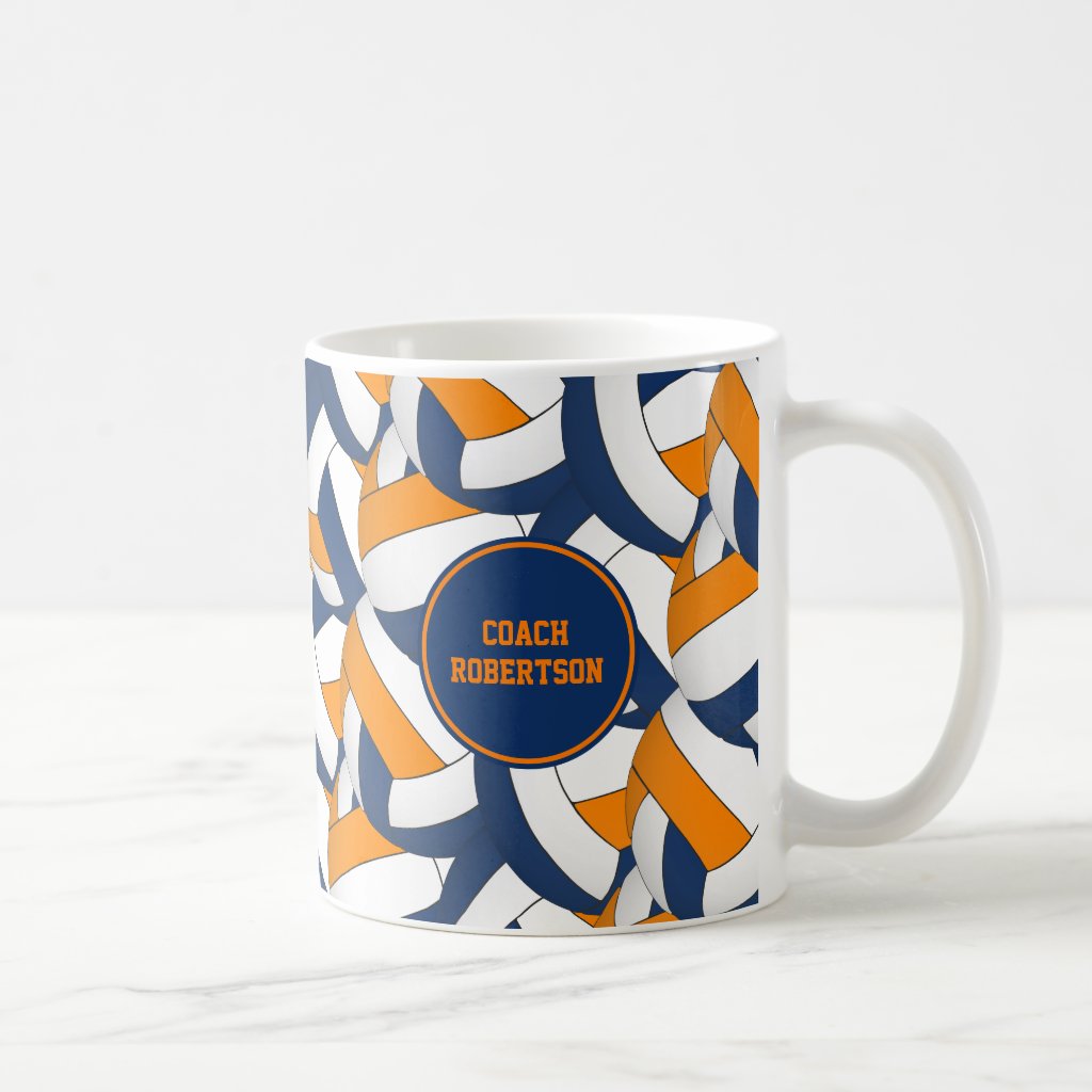 blue orange school colors volleyball coach gift coffee mug