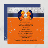 Blue orange silver glitter bow elegant sparkle