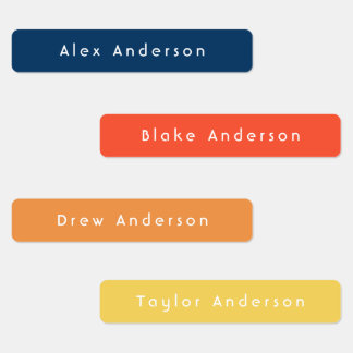 Blue Orange Skinny Waterproof Adhesive Kid's Labels