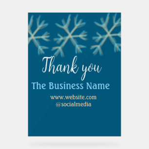 Blue orange snowflakes add business name christmas acrylic sign