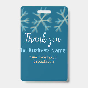 Blue orange snowflakes add business name christmas badge