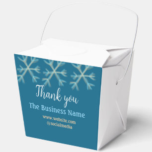 Blue orange snowflakes add business name christmas favor boxes