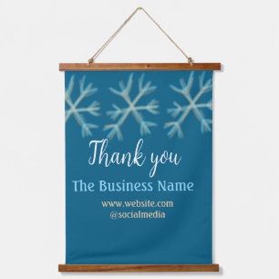 Blue orange snowflakes add business name christmas hanging tapestry