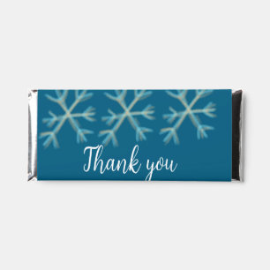 Blue orange snowflakes add business name christmas hershey bar favors