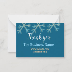 Blue orange snowflakes add business name christmas note card