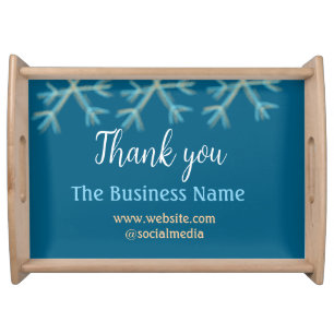 Blue orange snowflakes add business name christmas serving tray