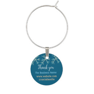 Blue orange snowflakes add business name christmas wine charm