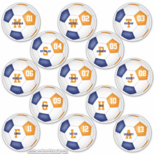 blue orange soccer team colors 13 players sticker
