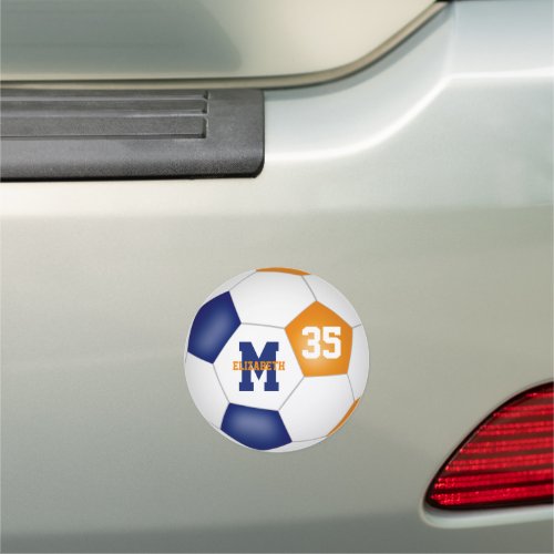 blue orange soccer team colors girls boys car magnet