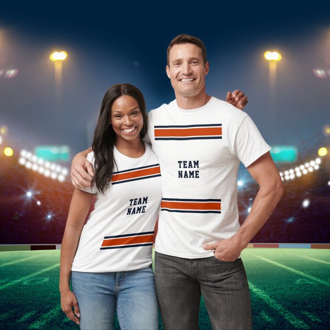 Blue & Orange Sports Jersey Team Name White Unisex T-Shirt (Blue & Orange Sports Jersey Team Name White Unisex T-Shirt)