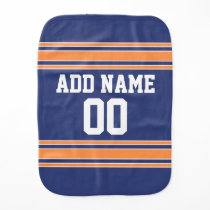 Blue Orange Sports Jersey with Name and Number Burp Cloth Blue Orange Sports Jersey with Name and Number Burp Cloth