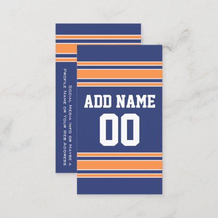 Blue Orange Sports Jersey With Name And Number Business Card