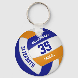 blue orange sports team colors girls volleyball keychain