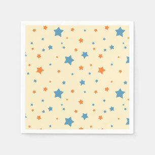 Blue& Orange Star Pattern Elegant Starry Napkins