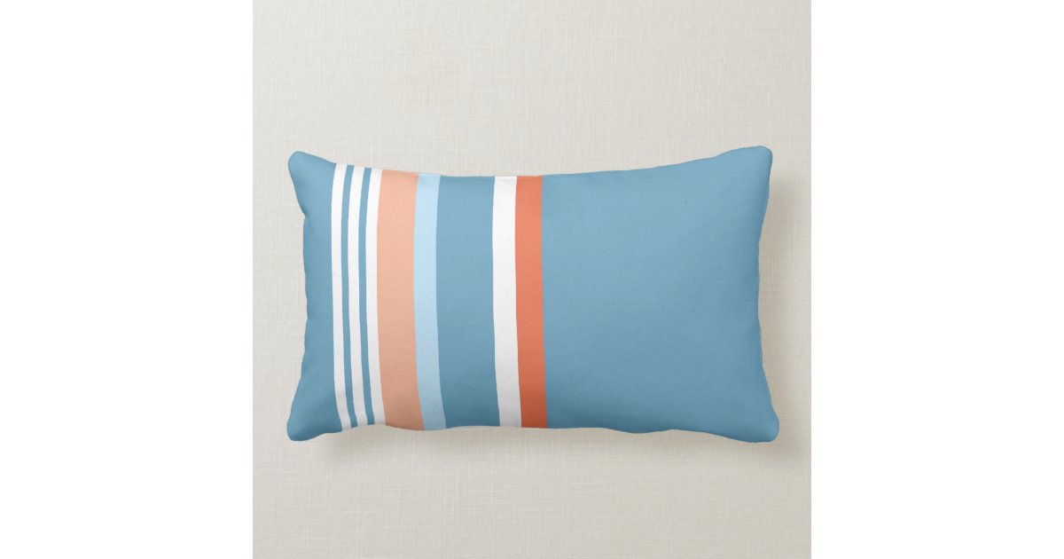 Blue (Orange stripe) Lumbar Pillow