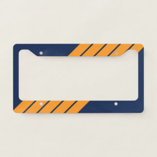 Blue Orange Striped 70s 80s Retro Racing Stripes License Plate Frame