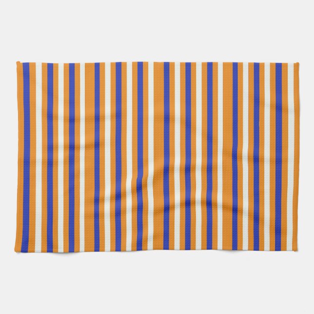 Blue Orange Striped Kitchen Towel (Horizontal)