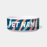 Blue Orange Stripes Customized Dog Pet Water Food Bowl<br><div class="desc">Add your pet's name,  your own text or leave it blank! Check my shop for more designs or let me know if you'd like something custom.</div>