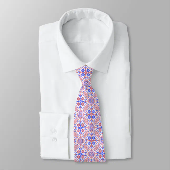 Blue Orange Tatreez Henna Thobe Pattern Neck Tie Zazzle
