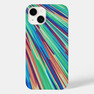 Blue Orange Teal Abstract Geometric Feathers Case-Mate iPhone 14 Case
