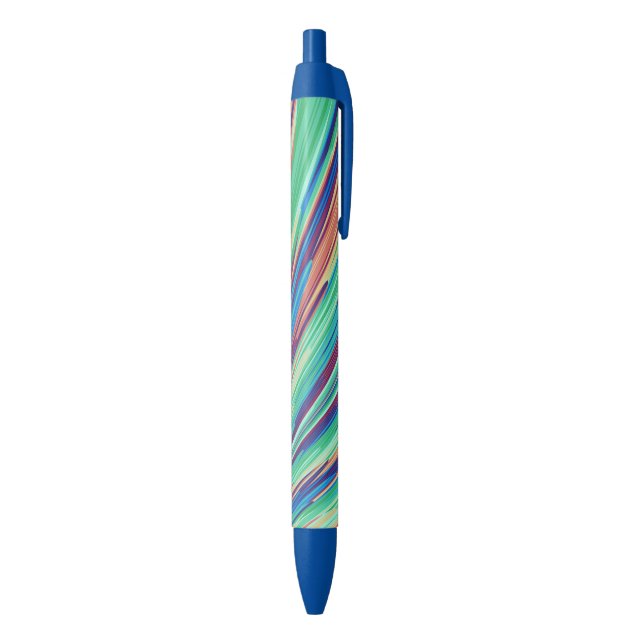 Blue Orange Teal Abstract Geometric Feathers Pen (Bottom (Vertical))
