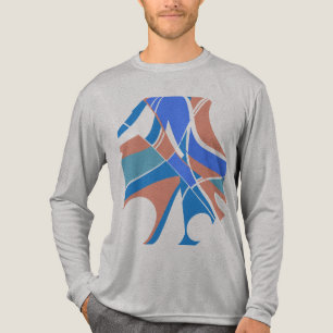 Blue Orange Teal Medley Twirling Shapes Art Motif Tri-Blend Shirt