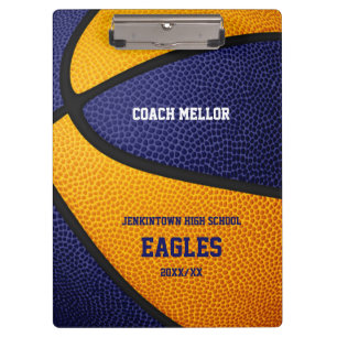 blue orange team colors basketball coach name clipboard