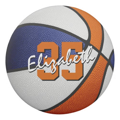 blue orange team colors basketball personalized eraser