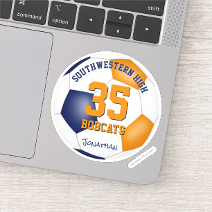 blue orange team colors boys girls soccer sticker