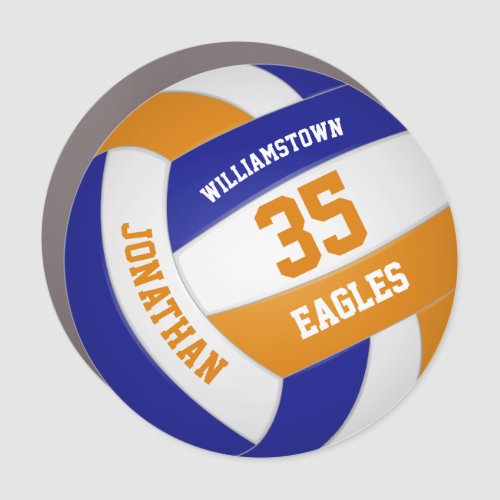 blue orange team colors boys girls volleyball car magnet