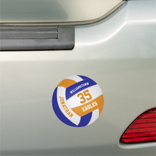 blue orange team colors boys girls volleyball car magnet