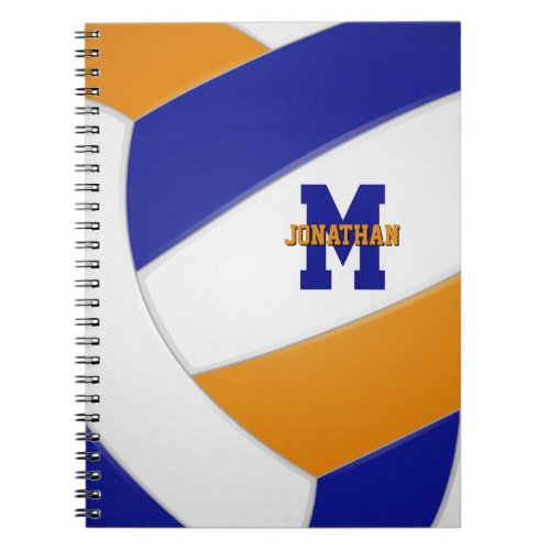 blue orange team colors boys girls volleyball notebook