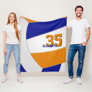 blue orange team colors ginormous volleyball fleece blanket