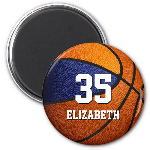 blue orange team colors girls boys basketball magnet