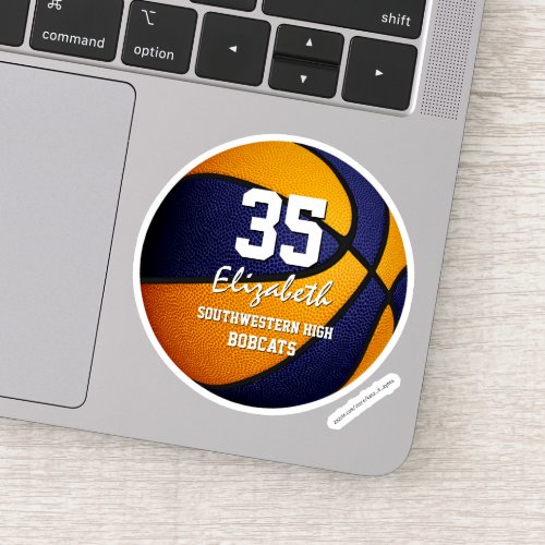 blue orange team colors girls boys basketball sticker