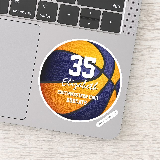blue orange team colors girls boys basketball sticker (Detail)