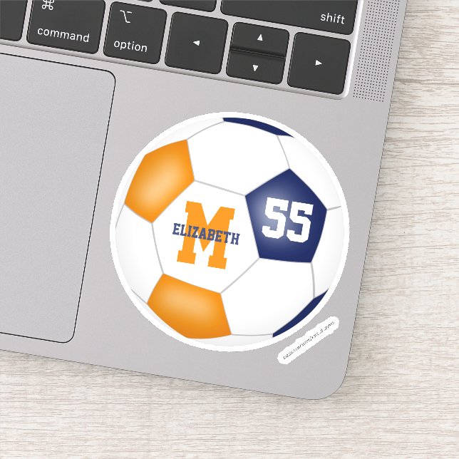 blue orange team colors girls boys soccer sticker (Detail)