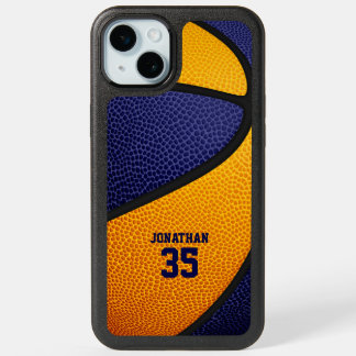 blue orange team colors personalized basketball iPhone 15 plus case