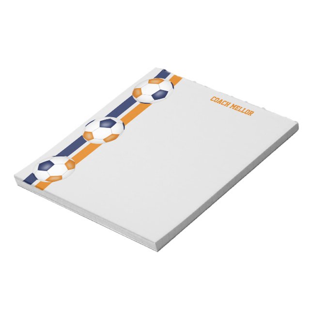 blue orange team colors soccer coach custom notepad (Rotated)
