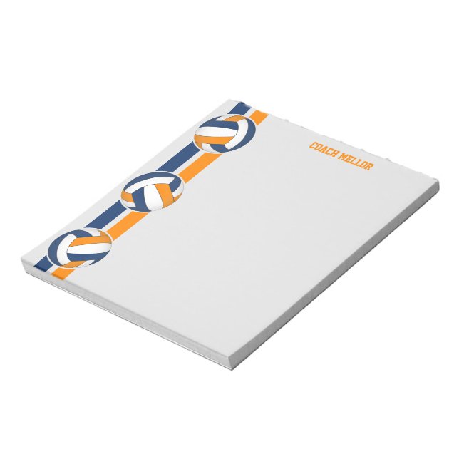 blue orange team colors volleyball coach custom notepad (Rotated)