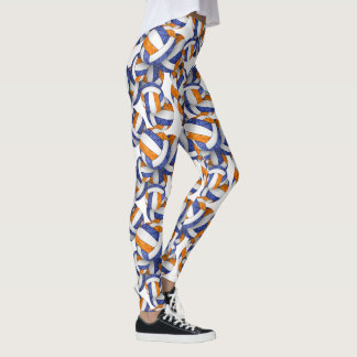 blue orange team colors volleyballs pattern leggings