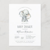 Blue & Orange Tribal Pattern Elephant Baby Shower Invitation Postcard