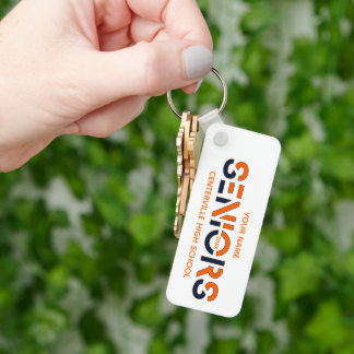 Blue & Orange Two-Color SENIORS Sliced Letters Keychain