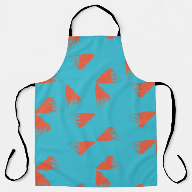 Blue, orange, vibrant, trendy geometric pattern apron (Front)